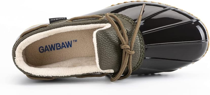 GAWBAW Flat Duck Shoes for Women - Slip On Waterproof Winter Ankle Rain Boots Short Garden Shoes