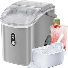 Antarctic Star Countertop Ice Maker with Soft Chewable Pellet Ice, 34lbs/24Hrs, One-Click Operation, Self-Cleaning Portable Peddle Ice Machine with Ice Scoop for Kitchen,Office,Bar,RV (Grey)