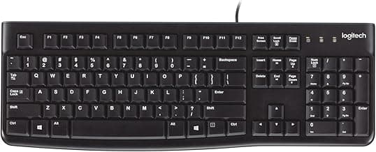 Logitech K120 Wired Keyboard for Windows, USB Plug-and-Play, Full-Size, Spill-Resistant, Curved Space Bar, Compatible with PC, Laptop - Black