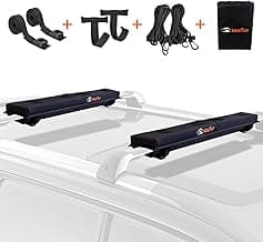 MeeFar Universal Car Soft Roof Rack Pads Luggage Carrier Rack for Kayak Surfboard SUP Canoe Include 2 Heavy Duty Tie Down Straps, 2 Tie Down Rope, 2 Quick Loop Strap