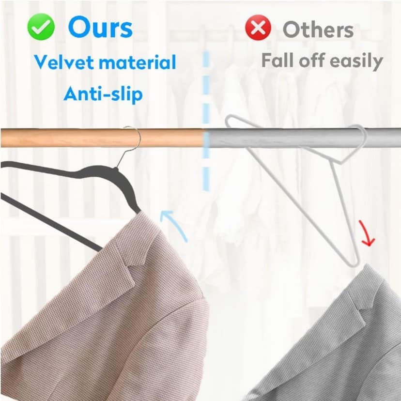 21" Extra Wide Hangers, 24-Pack Velvet Wide Hanger for Plus Size Clothes, Extra Large Hangers Ideal for XL, XXL Shirts, Coats, Dresses, Ganchos para Colgar Ropa, Grey