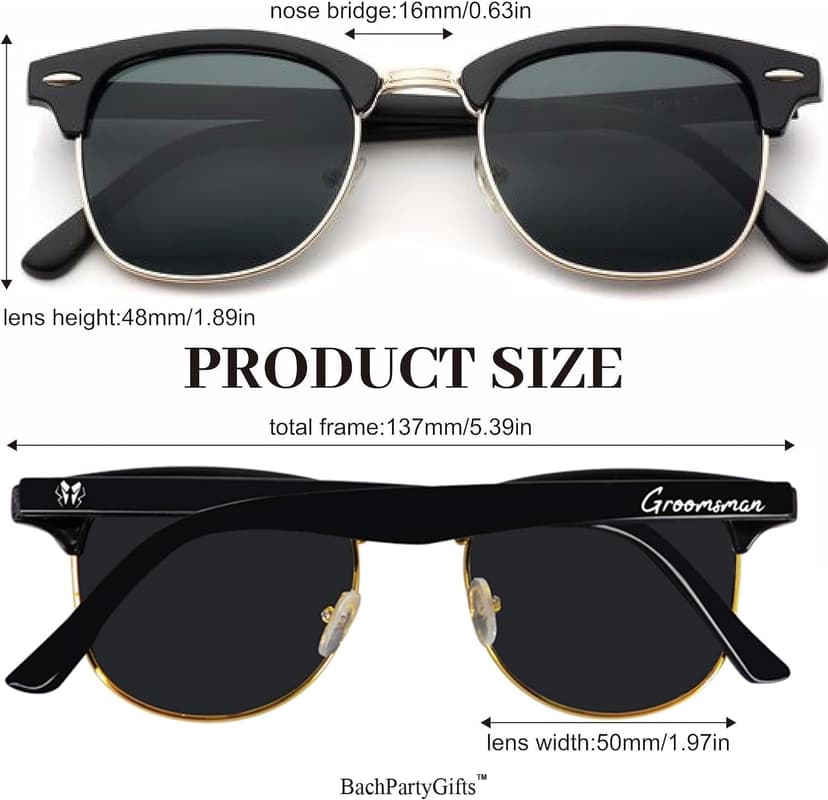 Groomsmen Sunglasses for Men - Wedding Sunglasses for Groomsman Proposal Gifts, Bachelor Party Favors B0C5XBL753