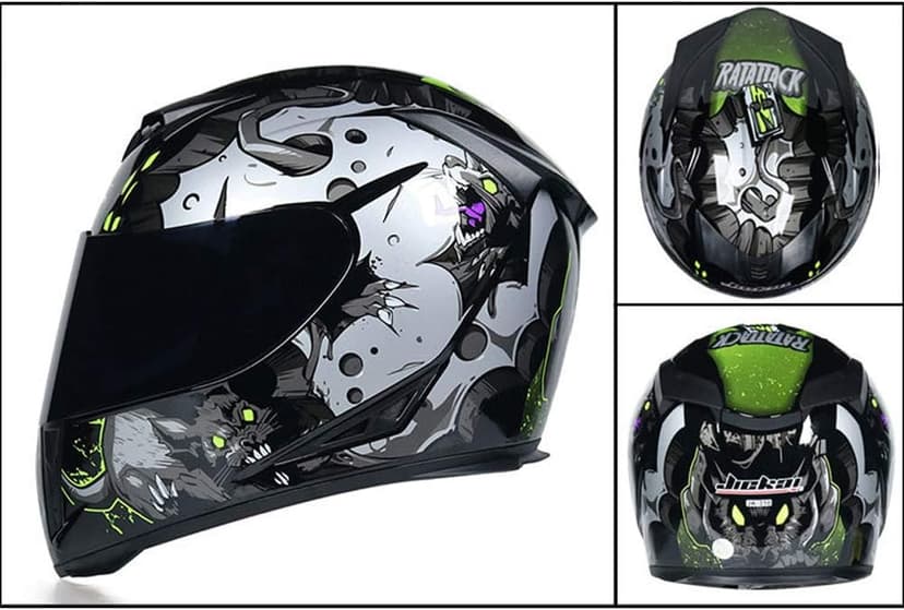 Full Face Motorcycle Helmet, DOT Approved, ABS Shell, Multi-Design Graphic Racing Helmet for Men Women