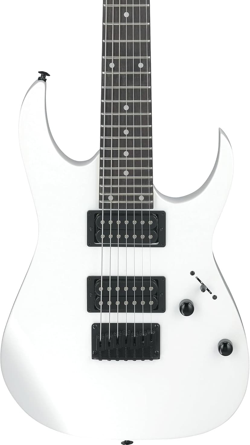 Ibanez GRG7221 RG Gio 7-String Electric Guitar - White Bundle with Amp, Gig Bag, Tuner, Instrument Cable, Picks, Austin Bazaar Instructional DVD, and Polishing Cloth