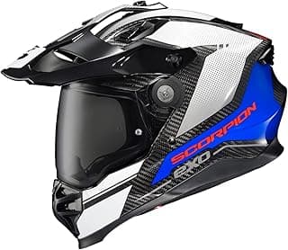 ScorpionEXO XT9000 Full Face Carbon Fiber Adventure Motorcycle Helmet with Pinlock Ready Shield Bluetooth Ready Speaker Pockets DOT ECE Trailhead (White - Large)