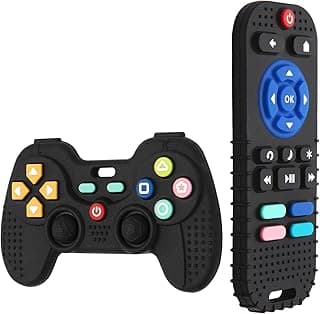 Hooku 2 Pack Silicone Teething Toys for Babies 0-6 Months, Teethers for Babies 6-12 Months, Remote Teether for Baby, Sensory Toys for Babies, Baby Chew Toys KLW8808