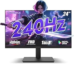 Viewedge 24 Inch Gaming Monitor with 240Hz, VA 1ms, FHD 1080p and HDR 10 PC Computer Monitor with 110% sRGB, Bluelight Filter, 2 HDMI & 1 DP Port, Support Adaptive Sync and Wall Mounted
