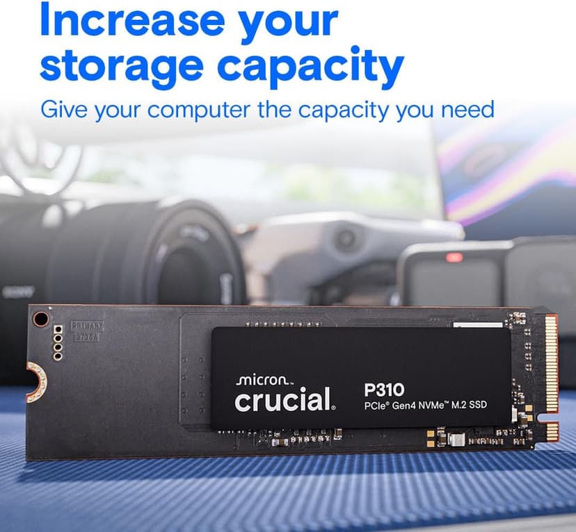 Crucial P310 1TB SSD, PCIe Gen4 NVMe M.2 2280, Up to 7,100MB/s, for Laptop, Desktop (PC), & Handheld Gaming Consoles, Includes Acronis Data Recovery Software, Solid State Drive - CT1000P310SSD801