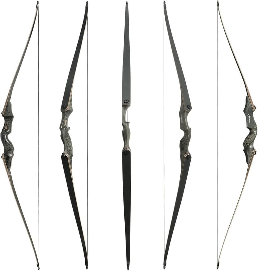 Black Hunter Archery Takedown Bow Longbow American Longbow Adult Right Hand Hunting Wood Bow 60",30-60lbs Target Practice