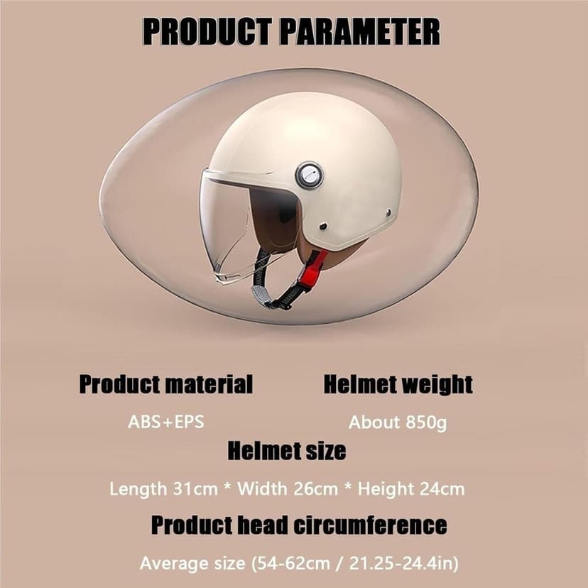 Retro 3/4 Motorcycle Half Helmets,DOT Approved Vintage Scooter Dirt-Bike Go-Kart Moped Electric Bicycle Light Quick Buckle Open Face ATV Helmet for Adult Men Women