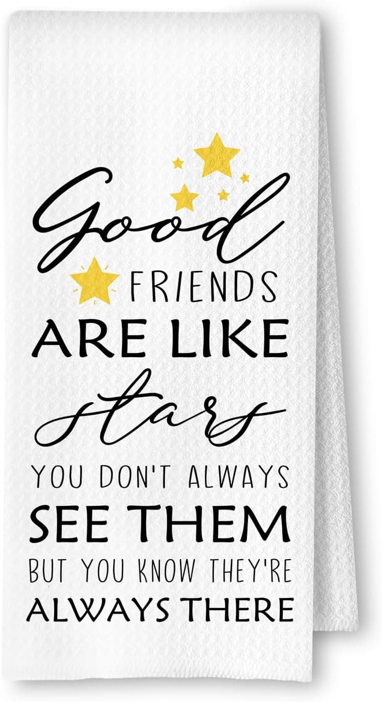 Good Friends are Like Stars Gifts Kitchen Towels, Friends Gifts Dish Tea Towels for Kitchen Decor, Friendship Gifts for Women Hand Towels for Bathroom, Best Friend Bestie BFF Gifts, 16x24in