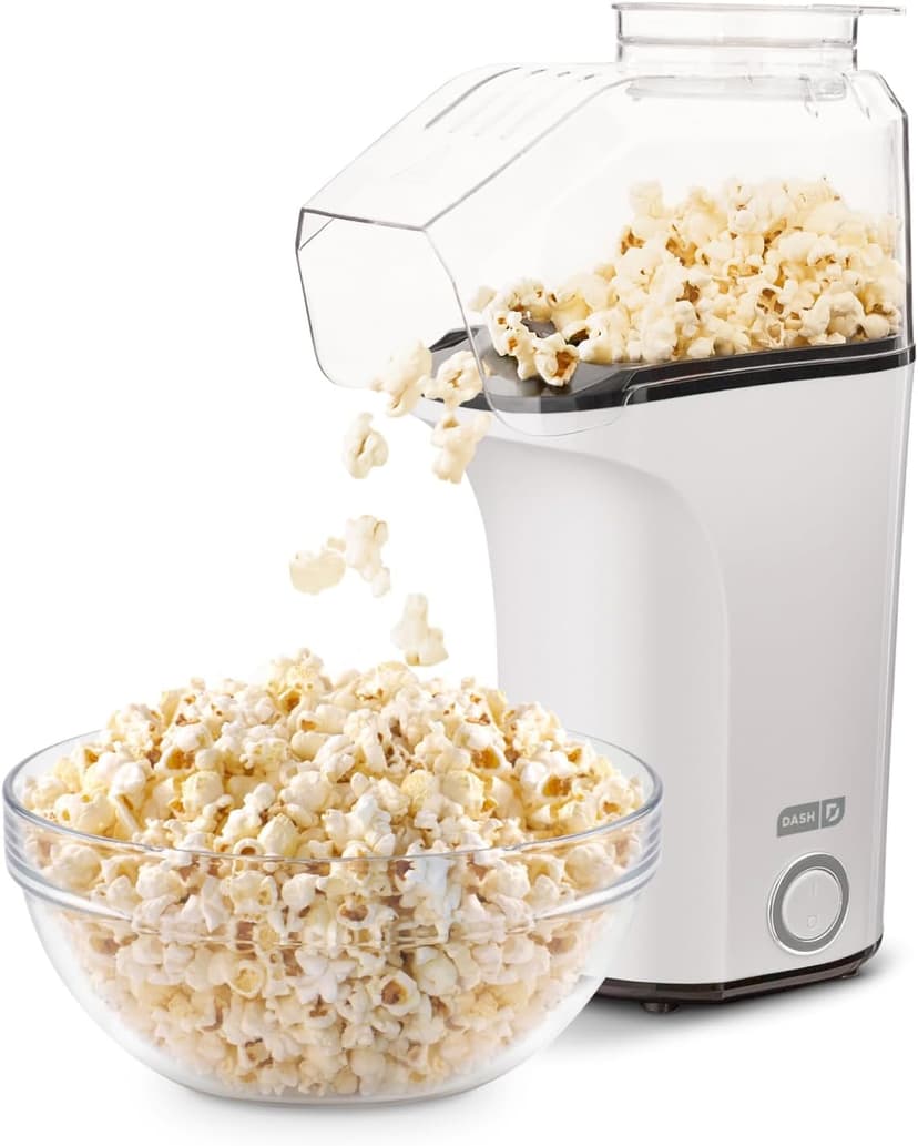 Popcorn Machine, Oil-Free Air Popped Popcorn, Built-In Measuring Cup & Butter Melting Tray, Movie Night Snacks Dash Fresh Pop Popcorn Maker, Electric Hot Air Popper, 16-Cup, White B07NWDSVPP