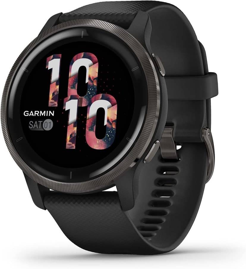 Garmin Venu 2, GPS Smartwatch with Advanced Health Monitoring and Fitness Features, Slate Bezel with Black Case and Silicone Band , 27.9 mm (Renewed)