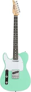 LyxPro 39” Electric Guitar Left Hand TL Series, Full-Size Paulownia Wood Body, 3-Ply Pickguard, C-Shape Neck, Ashtray Bridge, Quality Gear Tuners, 3-Way Switch & Volume/Tone Controls, 2 Picks, Green