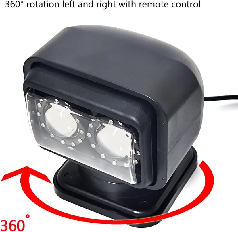 Led Search Light 6 Inch 60W 360 Degrees Rotating Remote Control 9-32V Work Lamp Spot Driving Lamps Fog Lights Offroad Lights Hunting SUV ATV 4X4 Truck Boat Camping Fishing Exploring Lighting