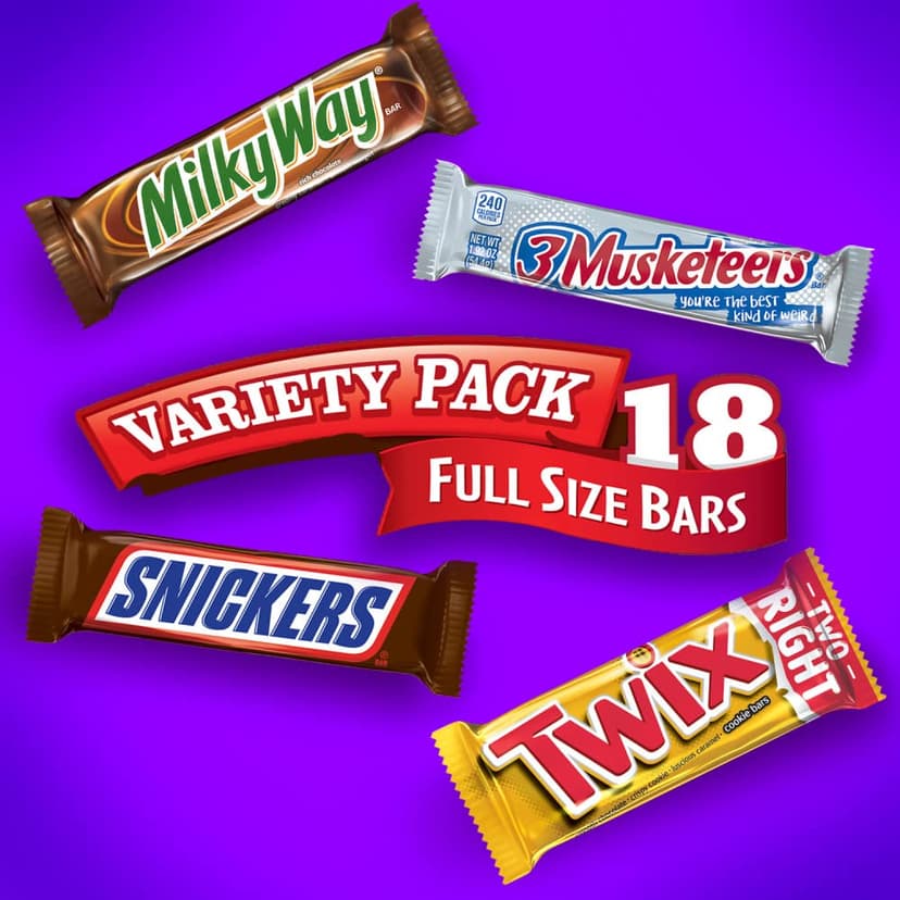 SNICKERS, TWIX, 3 MUSKETEERS, MILKY WAY Full Size Back to School Chocolate Bar Variety Pack, 18 ct Bulk Candy Box B00B42NQC2