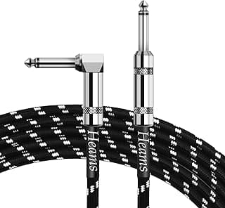 Heams Premium 10 FT Guitar Cable, 1/4 Inch Instrument Cable- Noise Free and Long-Lasting Guitar Chord- AMP Cord for Bass, Electric Guitar, Electric Mandolin, Right Angle