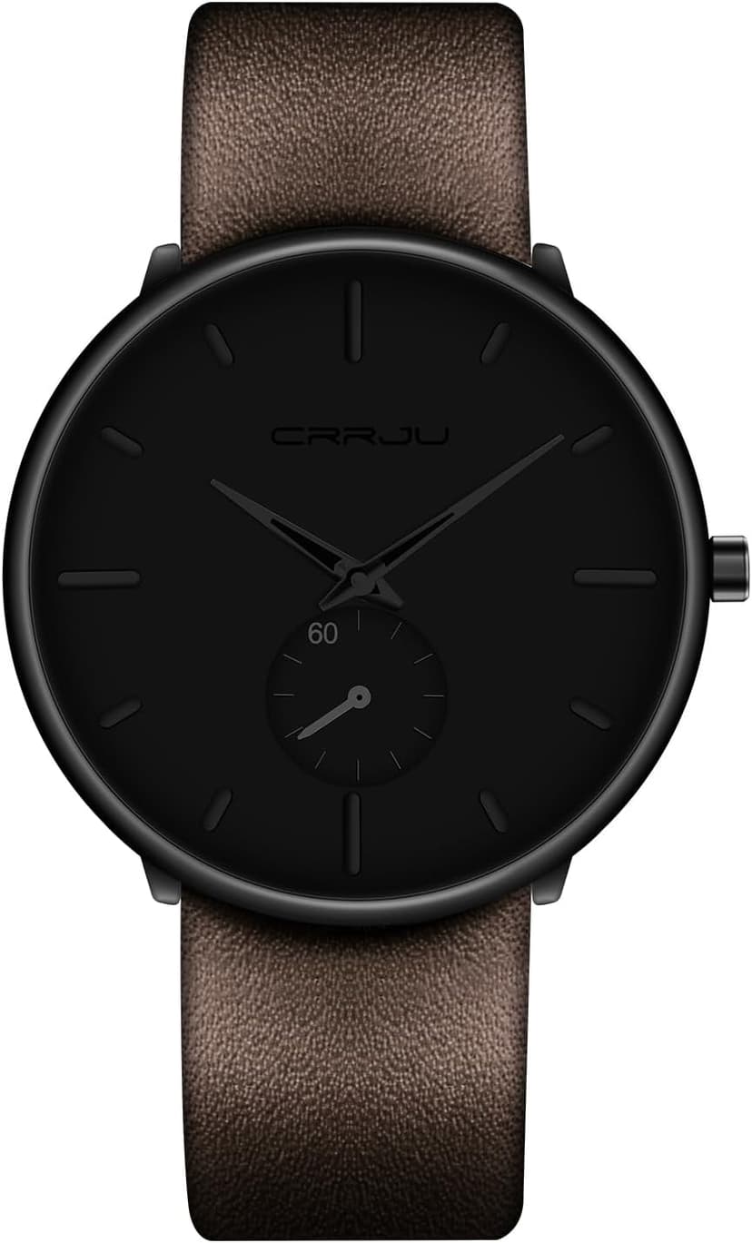 FIZILI Mens Watches Ultra-Thin Minimalist Waterproof-Fashion Wrist Watch for Men Unisex Dress with Leather Band