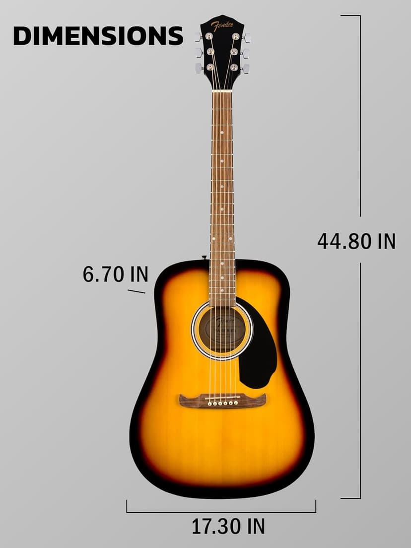 Fender FA-125 Acoustic Guitar - Sunburst Bundle with Gig Bag, Tuner, Strings, Strap, Picks, and Austin Bazaar Instructional DVD