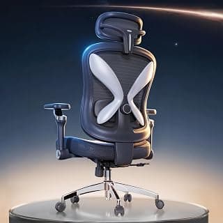 amseatec Office Chair Ergonomic Desk Chair,350 LBS Home Mesh Office Desk Chairs with 3D Adjustable Lumbar Support,5D Flip-up Arms,2D Adjustable Headrest,Comfortable Computer Gaming Chairs(Black)