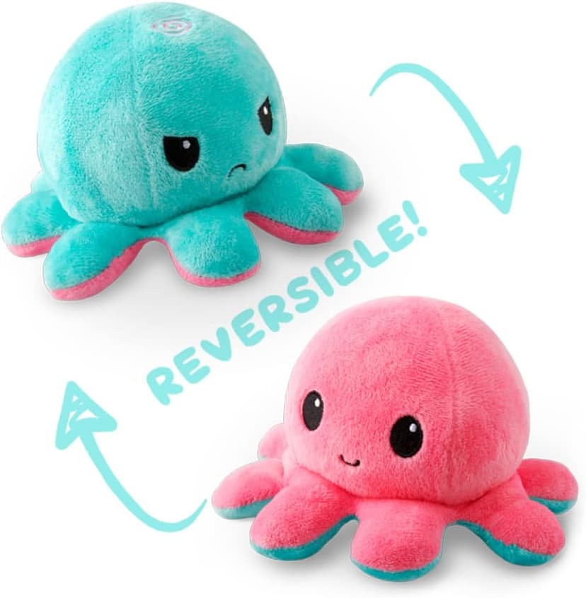 TeeTurtle Reversible Octopus Pink & Aqua 4 Inch Flip Plush B07H48YNJ2
