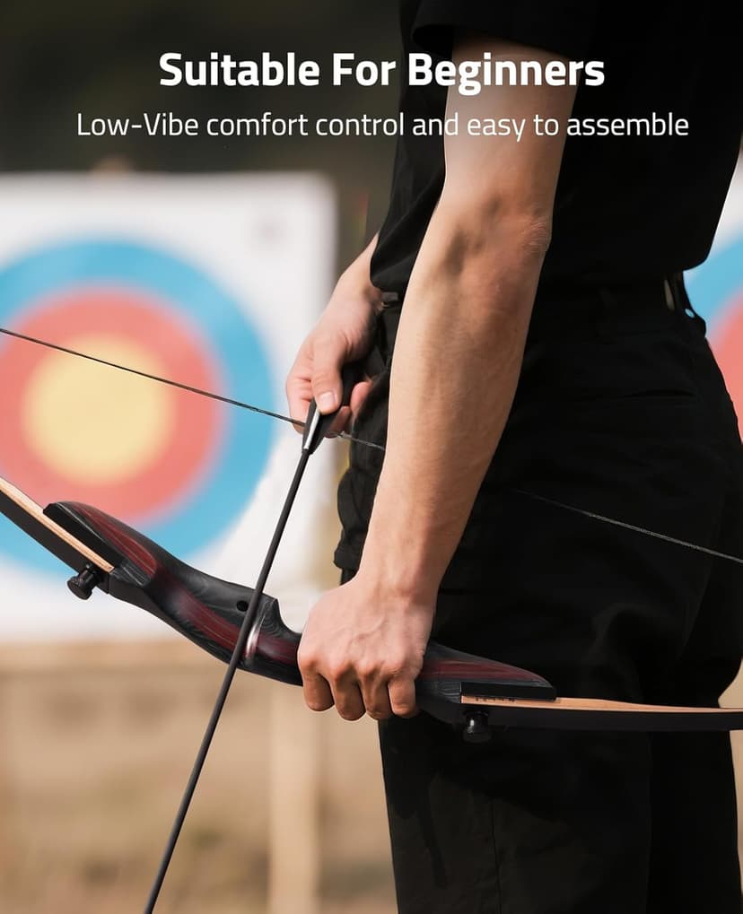 CVLIFE 62" Recurve Bow and Arrow Set for Adults and Hunter,30lb-50lb Right Hand Wooden Takedown Hunting Recurve Bow,for Beginners to Advanced,Outdoor Hunting and Target Practice