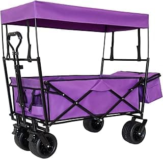 480Lbs Collapsible Wagon with Canopy Steel Large Capacity Camping, Shopping, Sports, Garden Outdoor-Ready