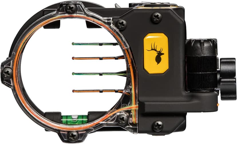 Trophy Ridge React H4 Bow Sight - 4 Pin Sight, Tool Less Windage and Elevation Adustability, 2nd Axis Leveling, Adjustable Click Light