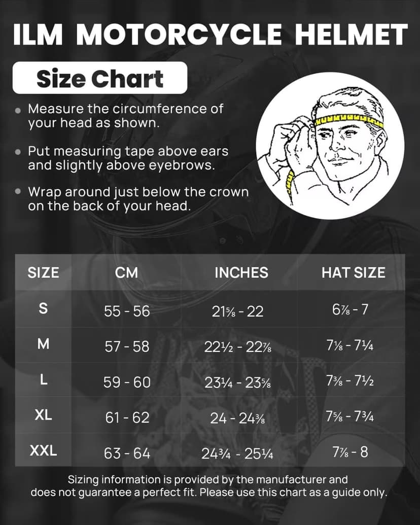 ILM Full Face Dual Visor Motorcycle Helmets with Rear Wing Pinlock Compatible Motorbike Street Bike Helmet DOT Men Women Model 861A (TheNight, L)