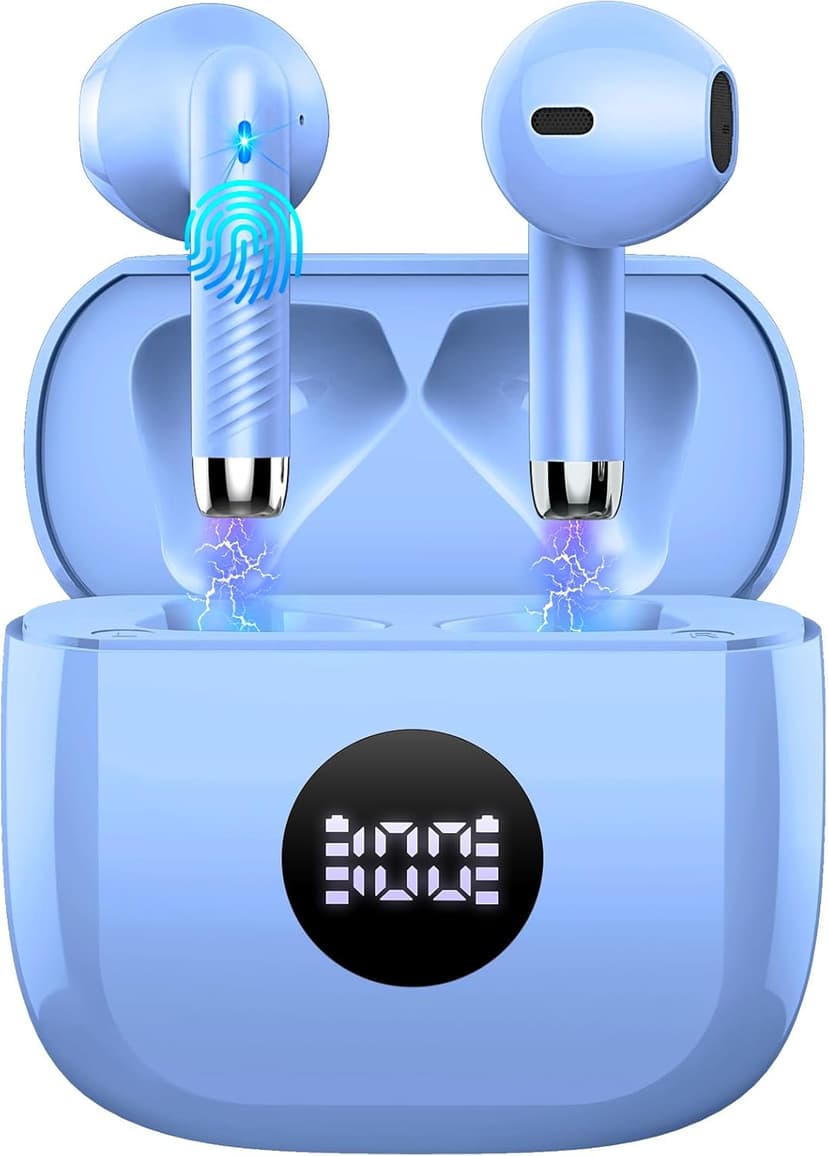 Wireless Earbuds Bluetooth 5.4 , Ear Buds LED Power Display Headphones 6D Stereo, Bluetooth Earbuds in-Ear Noise Cancelling Mic, 40H Playback Mini Case IP7 Waterproof Sports Earphones for Android iOS