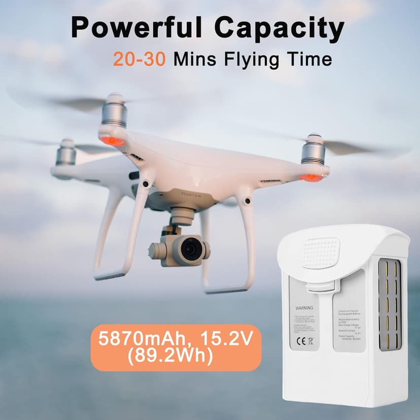 Phantom 4 Battery, 5870mAh 15.2V Intelligent Flight Drone Replacement Battery for DJI Phantom 4/4 Advanced/4 Pro/4 Pro V2.0/4 RTK