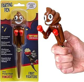 Farting Poop Pen with Punching Arms - Makes Funny Fart & Action Sound With Every Punch, Perfect Novelty Gift For Kids, Teens & Boys, Silly Gag Gift & Interactive Pen Toy With Big Laughs (Boxer)