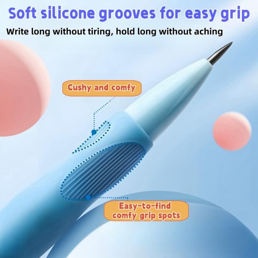 Handwriting thick mechanical pencils with grip: 2.0MM HB Pencil for kids with 14 leads (6 pack)