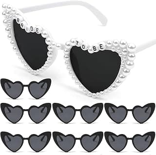 Bride Sunglasses, Bachelorette Sunglasses, Bridal Party, Bachelorette Gifts for Bridesmaids, Bridal Shower Proposal Gifts Bride to Be Heart Sunglasses Bachelorette Party Favors, 8 Pack B0FKBR7994