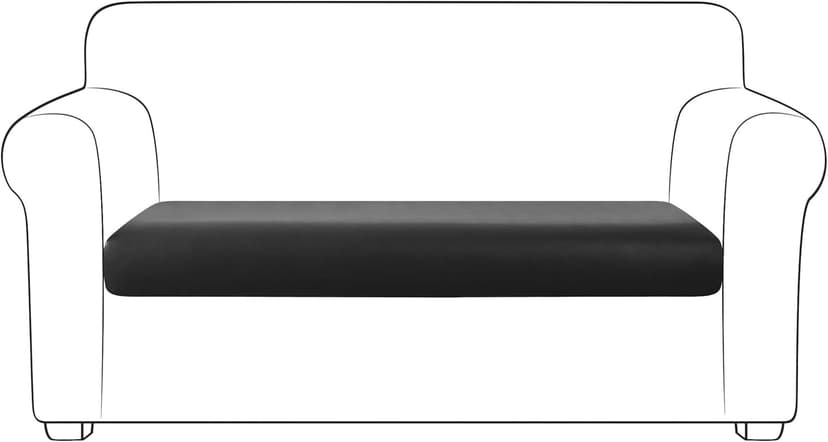 Yates Home PU Leather Couch Sofa Cushion Slipcover Water-Proof Elastic Chair RV Seat Covers Loveseat Sofa Furniture Protector Slip Cover for Settee Seater Replacement in Living Room（Sofa, Black）