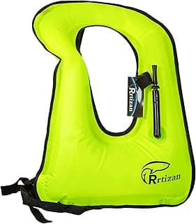Rrtizan Snorkel Vest, Adults Portable Inflatable Swim Vest Jackets for Snorkeling Swimming Diving Safety Load up to 220 Ibs