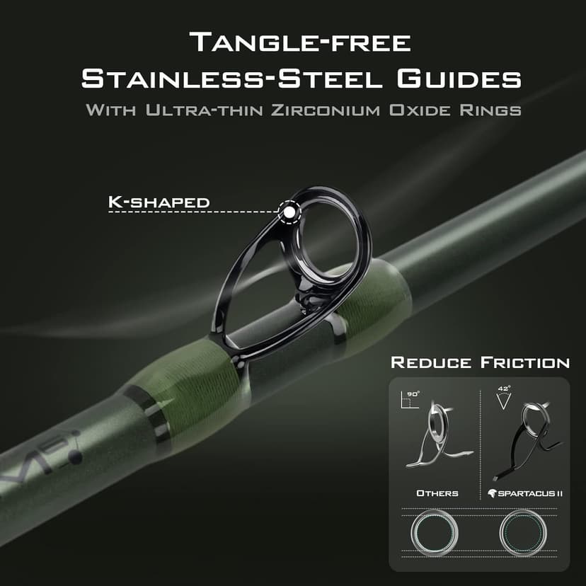 KastKing Spartacus II Fishing Rods - IM6 Graphite Blanks Casting & Spinning Rods, 2-Piece Rods with Extra Tip Section, PTS Power Transition System, KastFlex Technology, Rubber Cork Handle