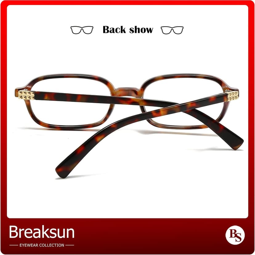 Breaksun Retro Rectangle Glasses for Women Men Small Square Blue Light Blocking Glasses Vintage Eyeglasses