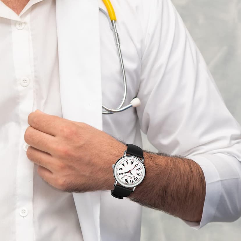 GOLDEN HOUR Waterproof Nurse Watch for Medical Professionals, Students Women Men - Military Time Luminouse Easy Read Dial, 24 Hour with Second Hand, Colorful Silicone Band