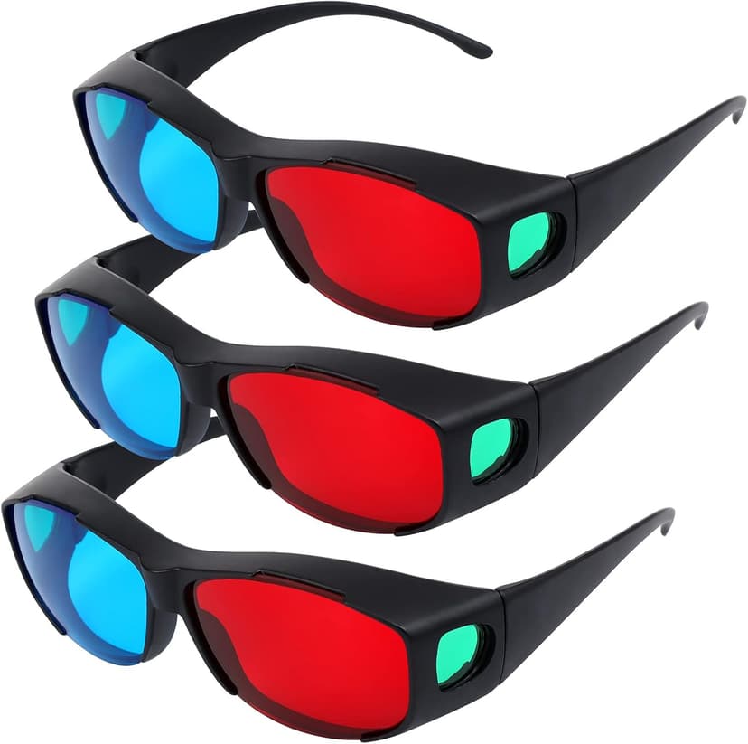 3 Pieces Red Blue 3D Glasses 3D Movie Game Glasses Anti-Polarization Design Red-Blue 3D Style Glasses