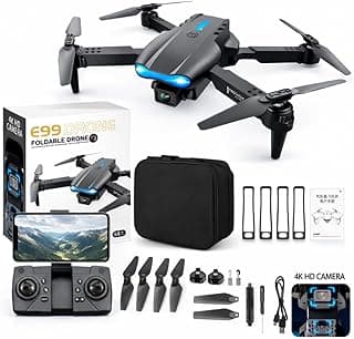 Mini E99 Pro RC Drone with Dual Camera, WiFi FPV, Foldable Design, Brushless Motor, Remote Control, 1 Rechargeable Batteries – Electronic Camera Drone