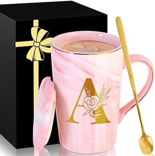 Personalized Ceramic Women Coffee Mug Tea Cup with Lid Heavy Pretty Large Pink Customized Cool Cute Women Birthday Christmas Gift for Her Wife Mother Day Grandma Girlfriend Friend Friendship Unique,A B0D7HT5NBZ