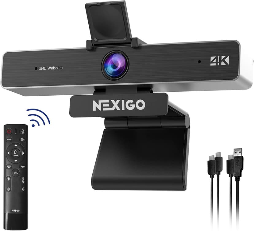 NexiGo Zoom Certified, N950P (Gen 2) 4K Zoomable Webcam, RF Remote, Sony_Starvis Sensor, 5X Digital Zoom, Pro Web Camera with Dual Stereo Mics