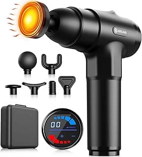 AERLANG Massage Gun with Heat Deep Tissue Back Massager Neck Massager for Pain Relief,Muscle Percussion Massage Gun, Birthday Gifts for Men Women Dad him Handheld Message Gun with 7Heads&Silent