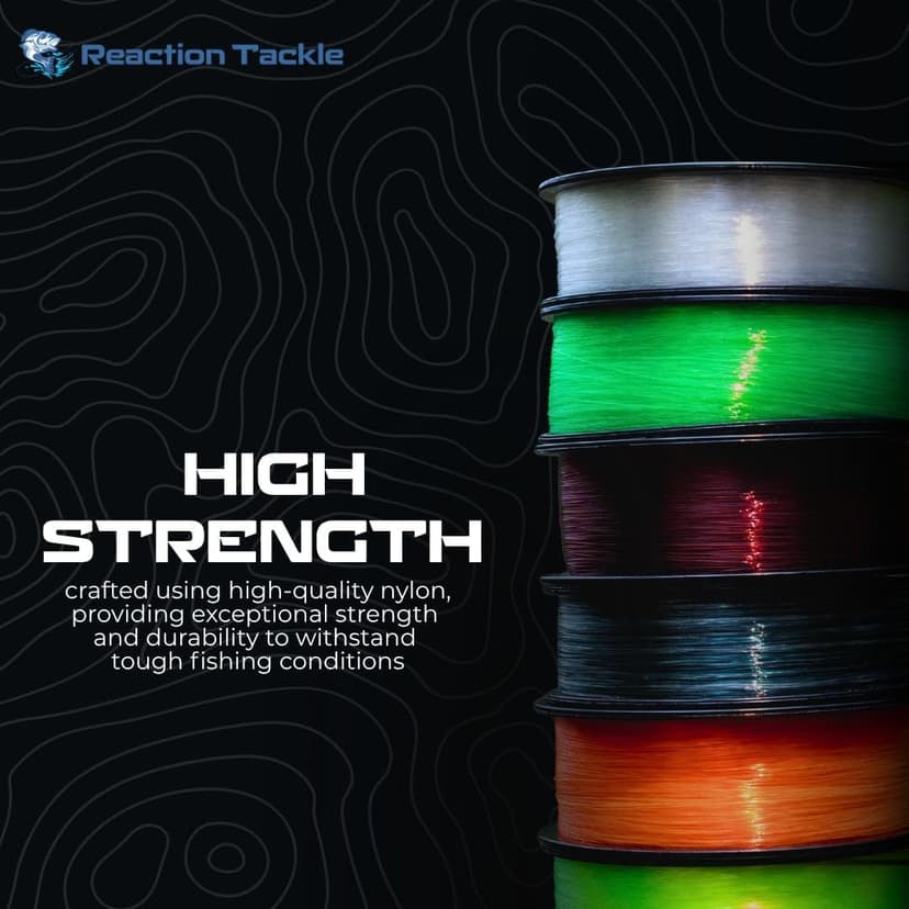 Reaction Tackle Monofilament Fishing Line - Premium Nylon Mono Line, Strong & Abrasion-Resistant, Low Memory for Smooth Long Casts - Freshwater & Saltwater