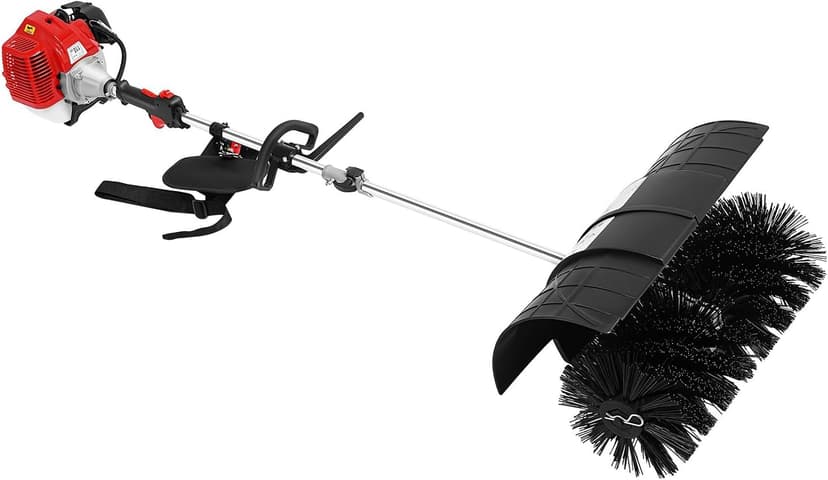 2-Stroke 1700W Gas Power Snow Sweeping Broom,52cc Handheld Broom Walk Behind Sweeper,Single Cylinder Outdoor Hand Held Sweepers w/hairdryer,Cleaning Driveway Turf Lawns Power Brush Cleaner Tools