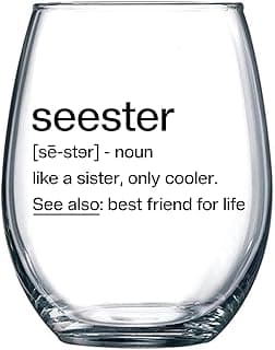 Sister Birthday Gifts Idea - Seester Definition Present for Her - Funny Best Friend Bestie from Brother - Friendship Soul Gifts for Women - Big Sister Sorority Gift - 15 oz Wine Glass
