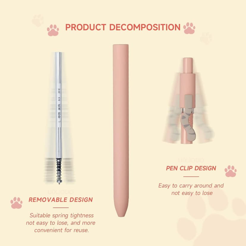 UIXJODO Cat Pens, 4 Pcs 0.5mm Cute Kawaii Black Ink Pens Fine Point Smooth Writing Pen, High-End Series Cat's Tail Retractable Pen for Journaling Note Taking (4 Pcs Cat) B0BRFT21L7