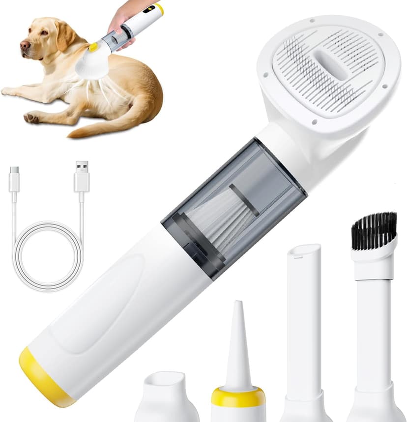 Cordless Dog Vacuum Groomer Kit,Cordless Rechargeable Vacuum Dog Brush for Hair,Handheld mini Pet Vacuum Brush,4200Pa Pet Grooming Cleaner With Comb Hair,Suitable for All Types of Cats and Dogs