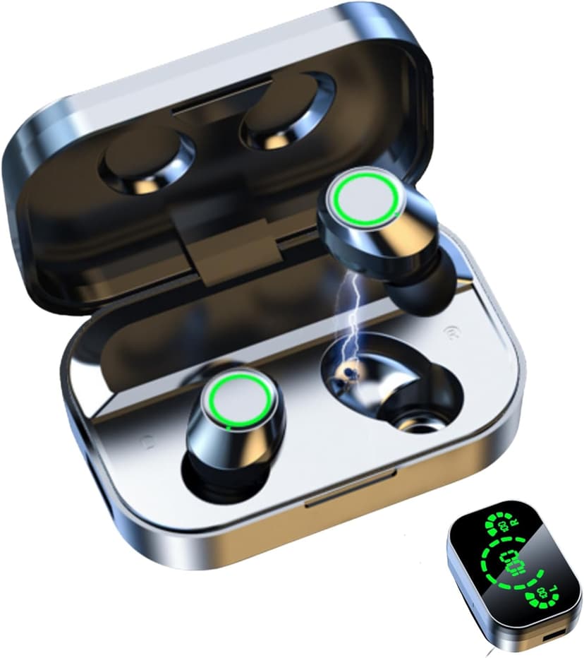 BSWLMDD Wireless Bluetooth 5.4 Earbuds 28-Hour Battery Life Hi-Fi bass Earbuds Waterproof LED Display Charging case Included in-Ear Design with Microphone Compatible with Phones/Computers/Sports